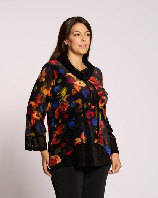 Maglia in ciniglia con collo a ciambella curvy