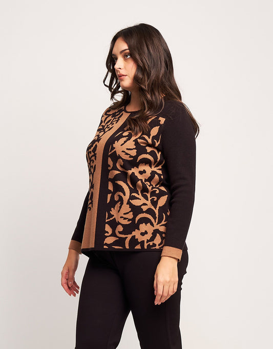 Maglia in jacquard a fiori curvy