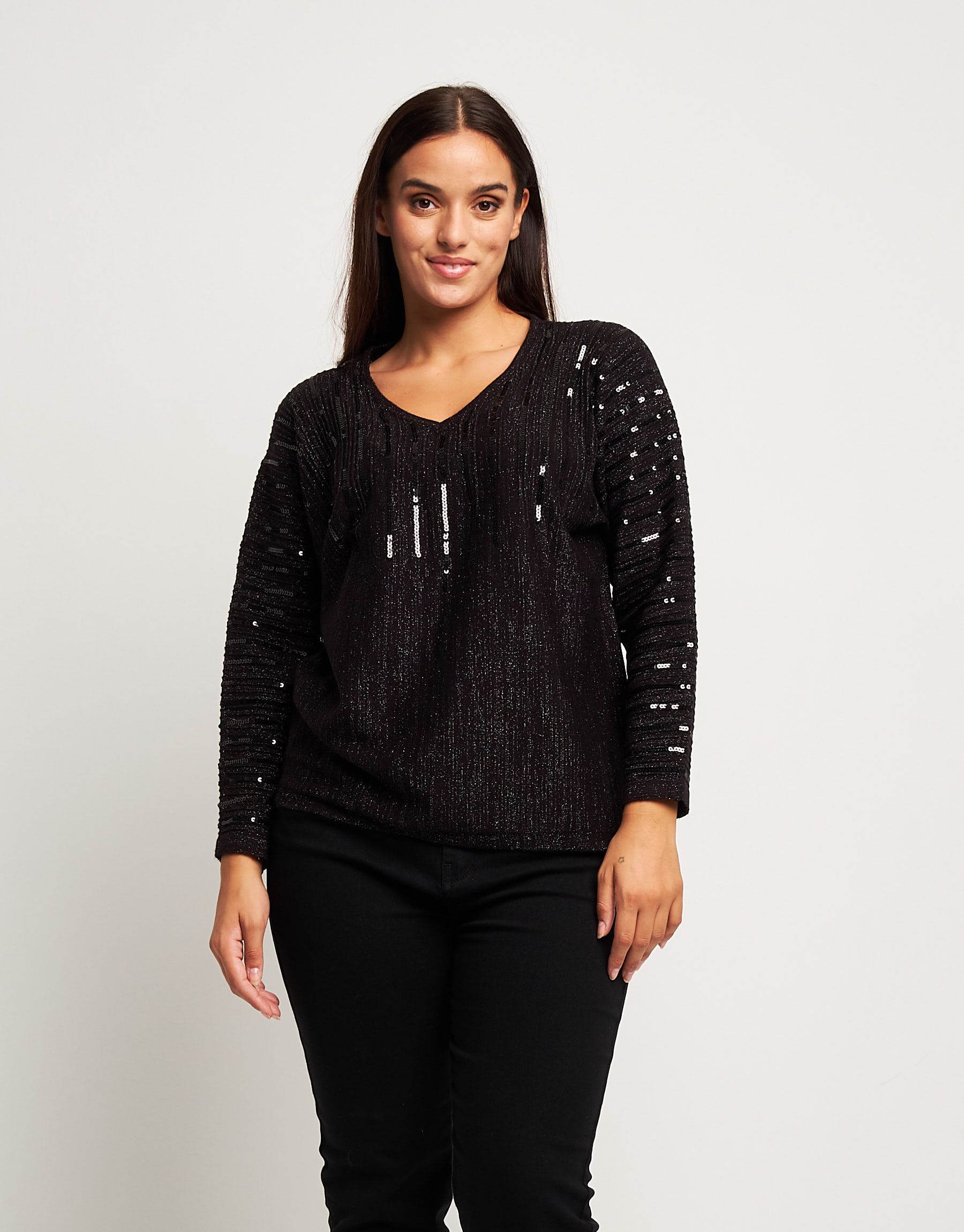 Maglia in lurex con paillettes curvy