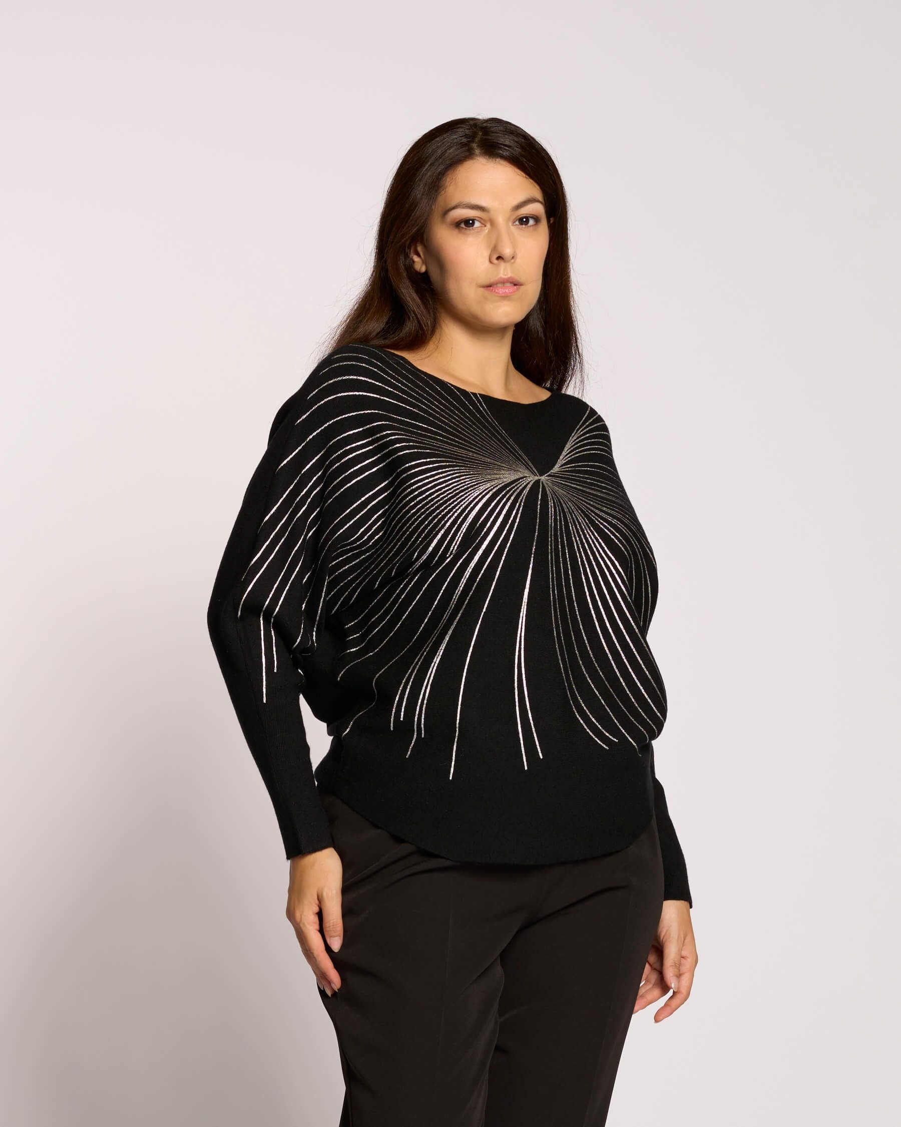 Maglia pipistrello con stampa curvy