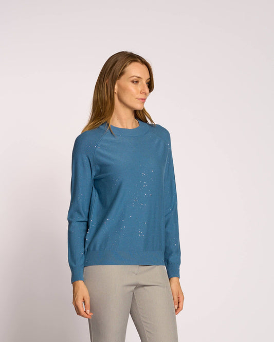 Maglia raglan con micro-paillettes