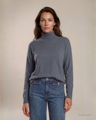 Maglia a scatola con collo alto denim