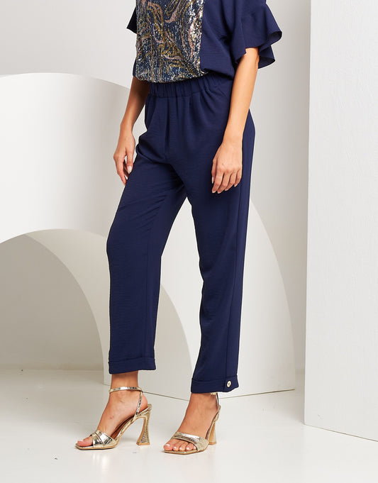 Pantafitness con risvolto e bottoncini