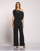 Pantalone a gamba dritta con elastico nero