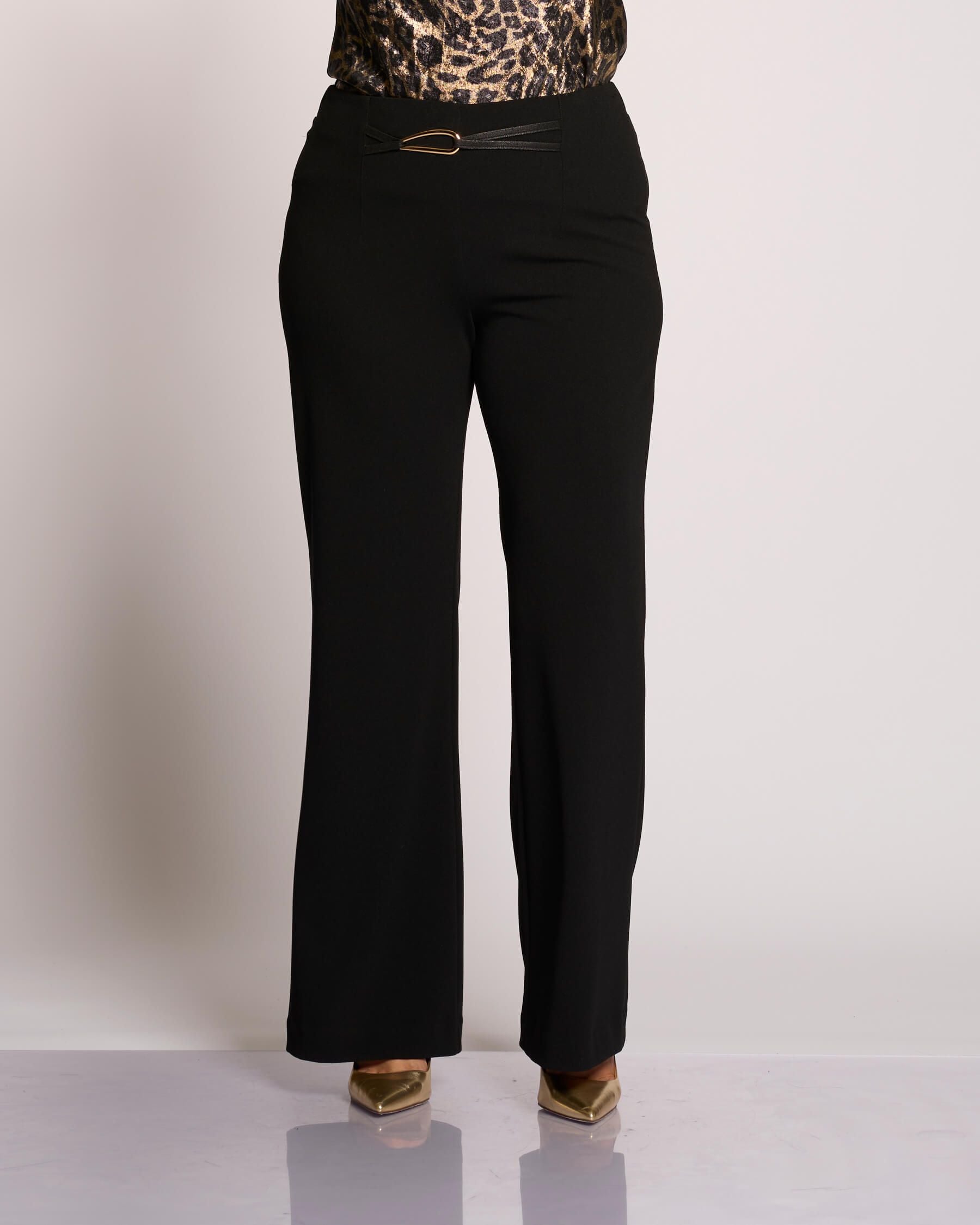Pantalone a zampetta con cintura e fibbia curvy