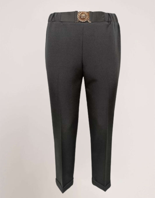 Pantalone con cinturina e fibbia oro curvy