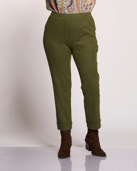 Pantalone con elastico e risvolto curvy