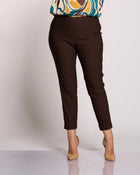 Pantalone con elastico in vita e risvolto curvy moro