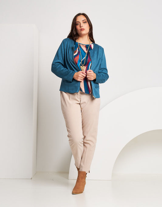 Pantalone effetto velluto con elastico curvy