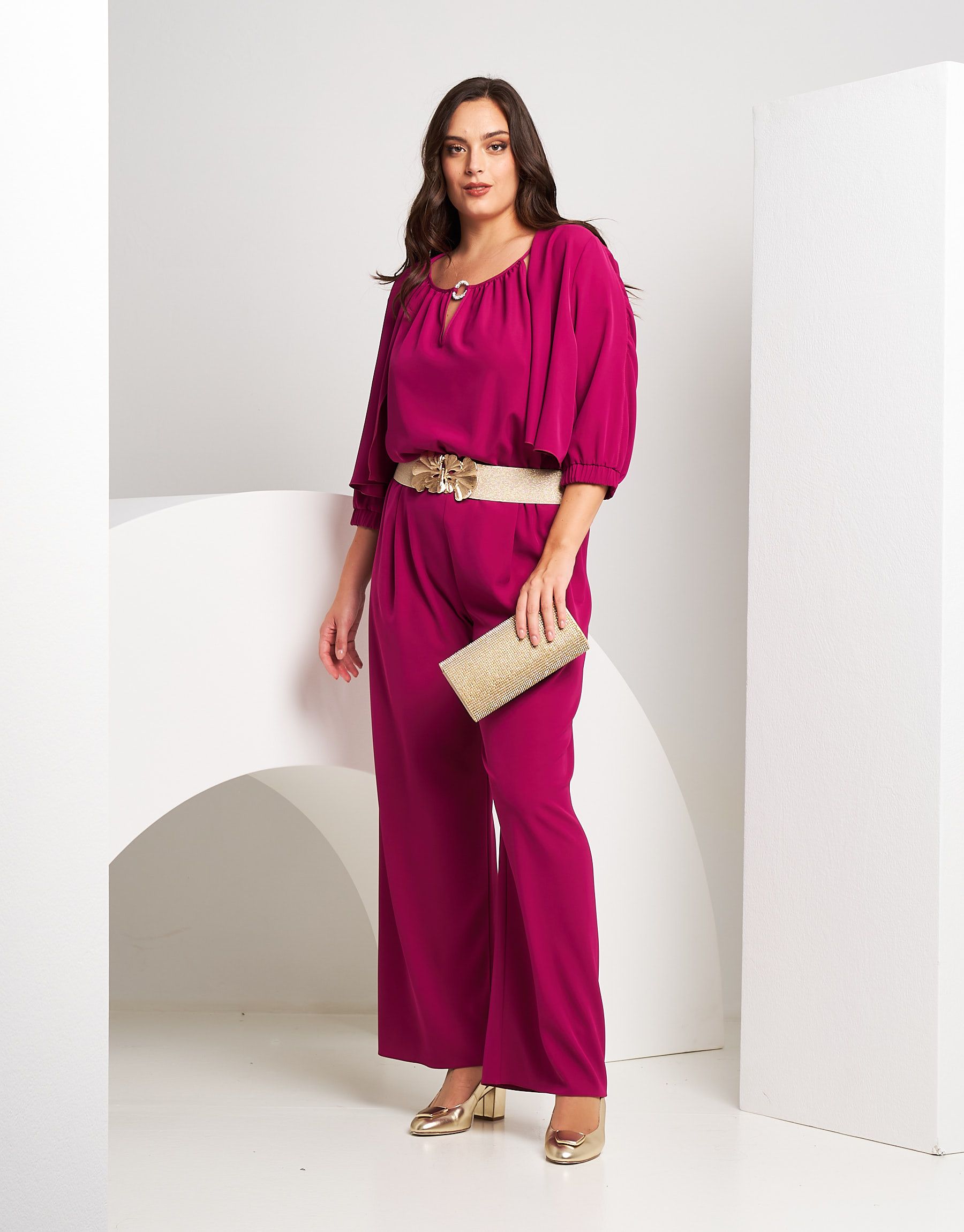 Pantalone fluido a gamba dritta curvy