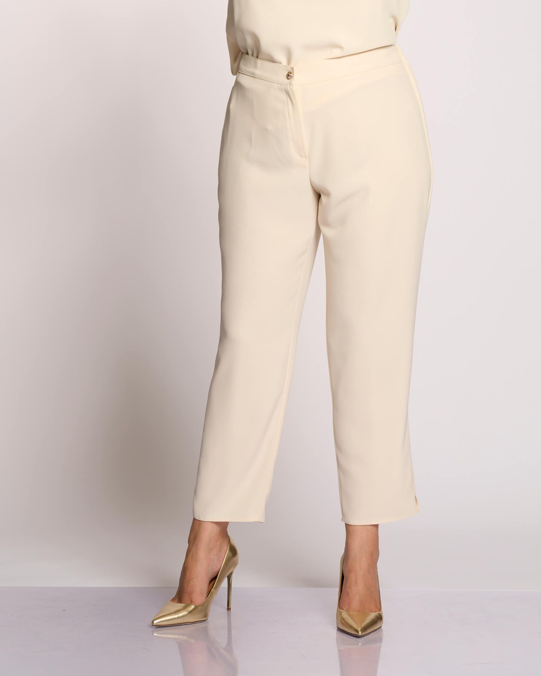 Pantalone gamba dritta con elastico e zip curvy