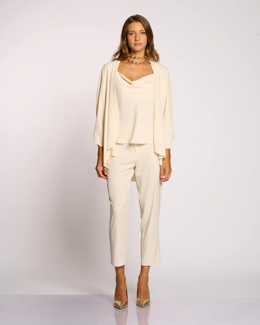 Pantalone gamba dritta con elastico e zip