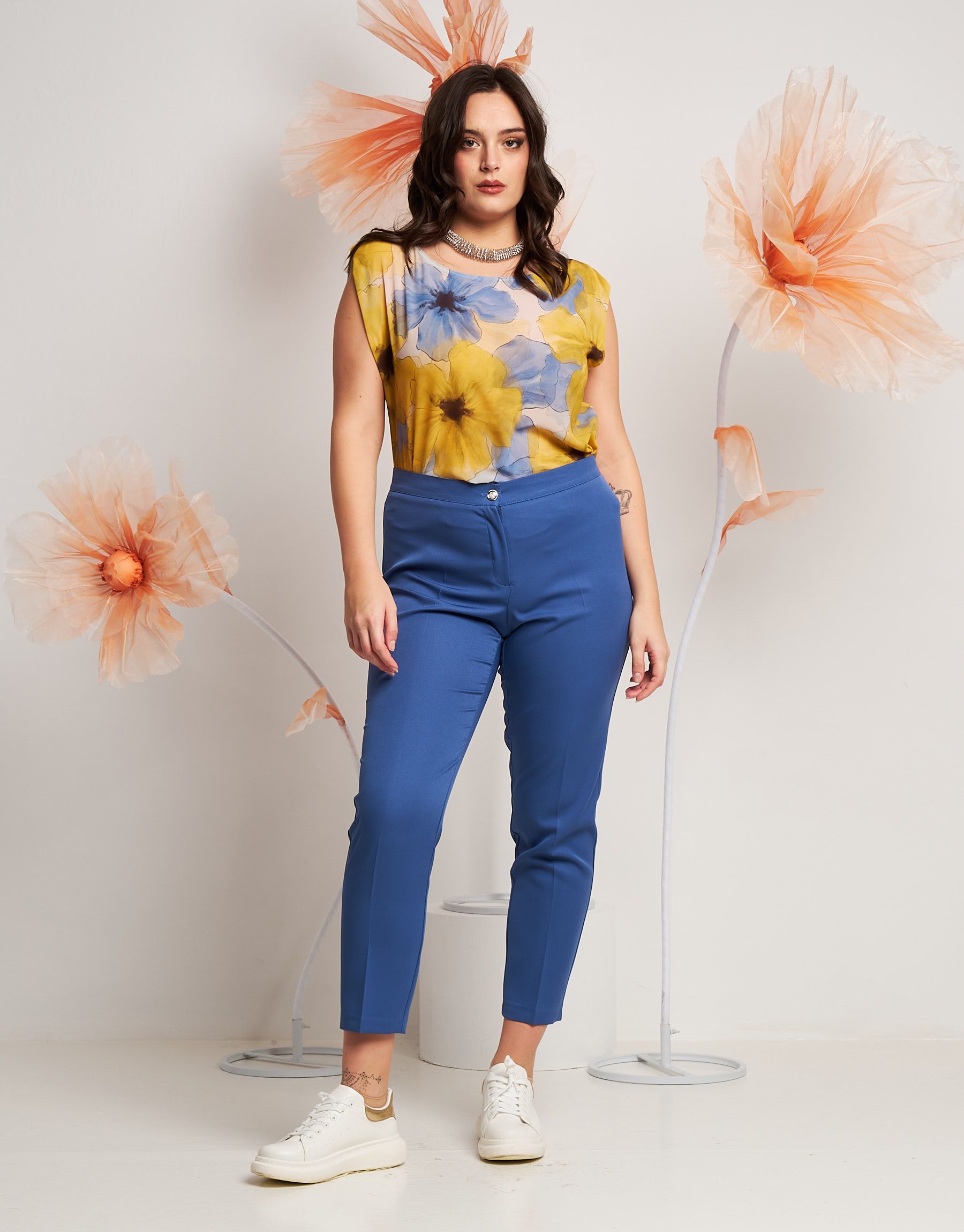 Pantalone in bistretch alla caviglia curvy