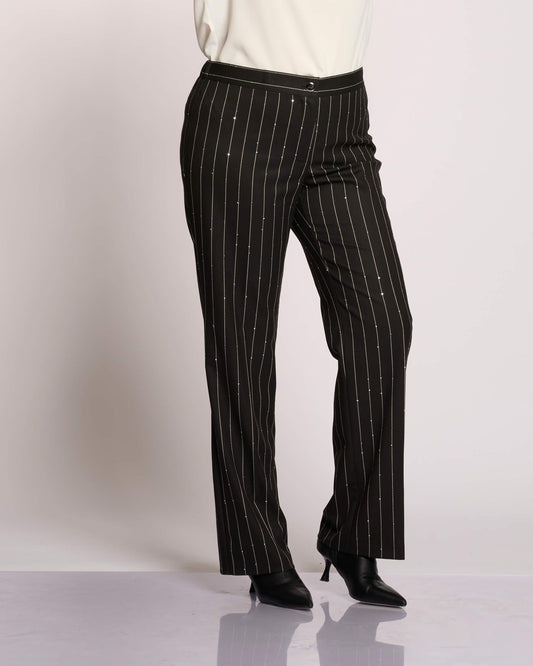 Pantalone in gessato con paillettes curvy