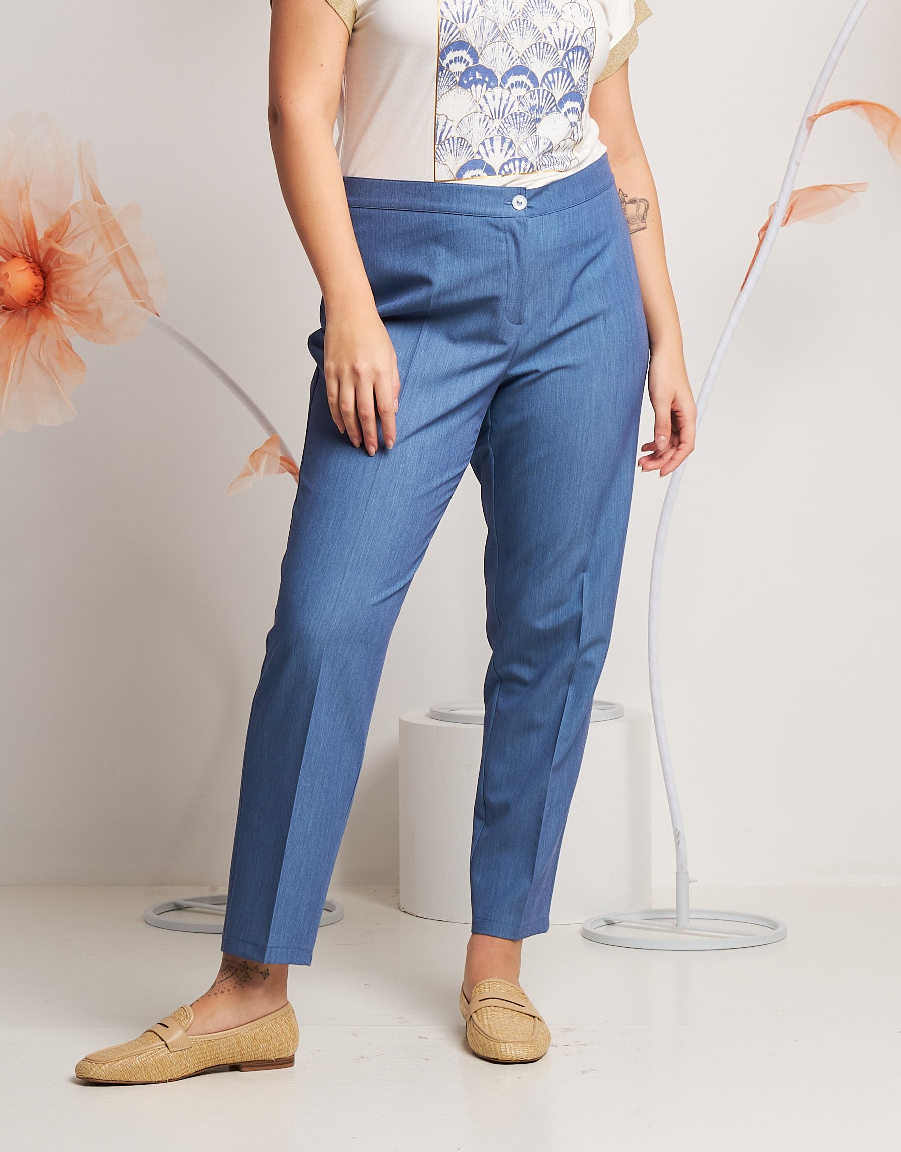 Pantalone in tessuto mélange curvy