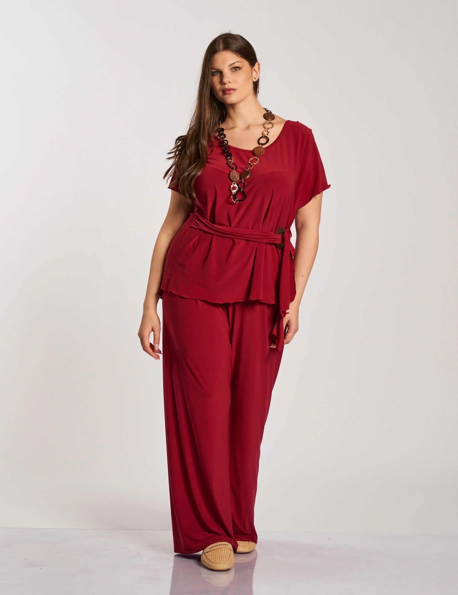 Pantalone palazzo con elastico curvy