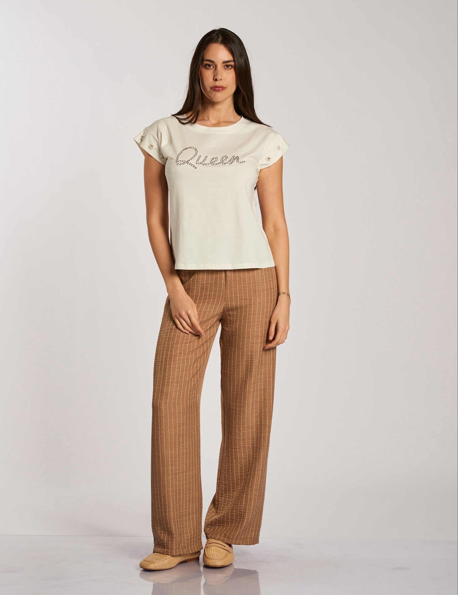 Pantalone palazzo in gessato