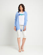 Pantalone pinocchietto con elastico e spacchetti bianco