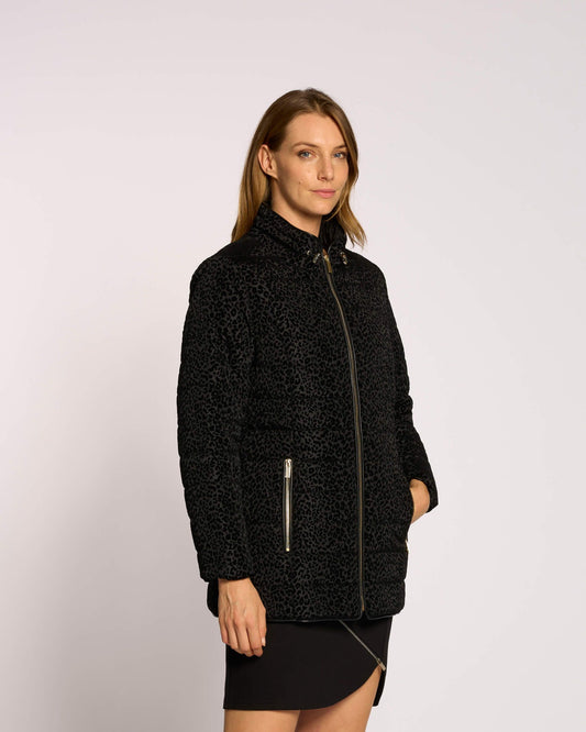 Piumino con floccatura maculata e zip