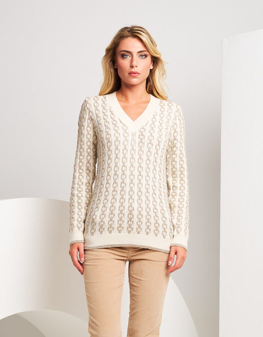Pullover con trecce in lurex