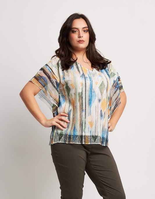 T-shirt a poncho stampato con ali curvy