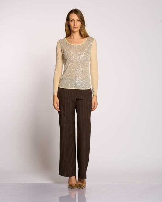 T-shirt con fronte di paillettes