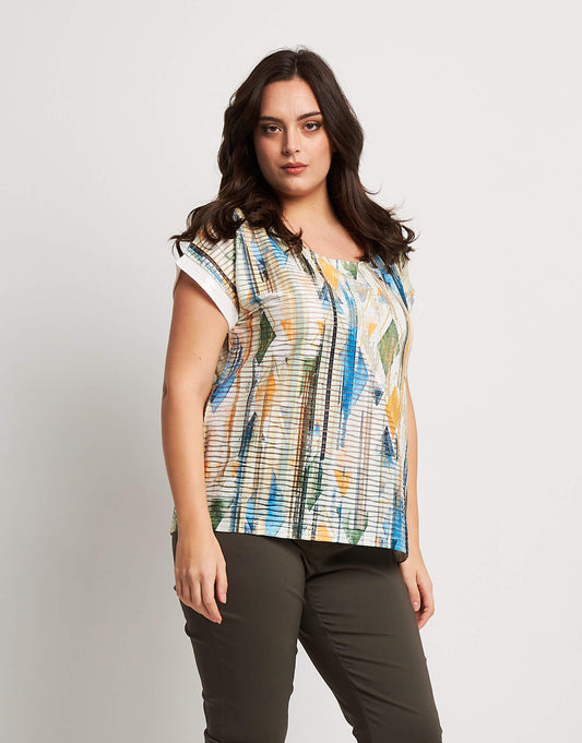 T-shirt stampata con lamina e paillettes curvy