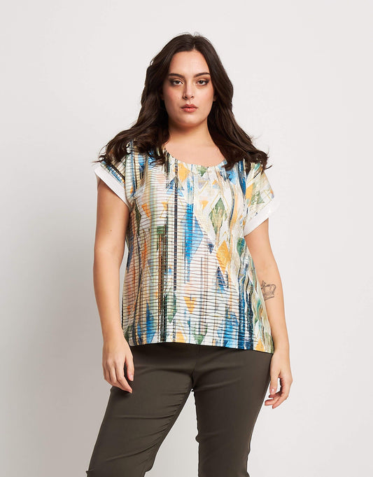 T-shirt stampata con lamina e paillettes curvy