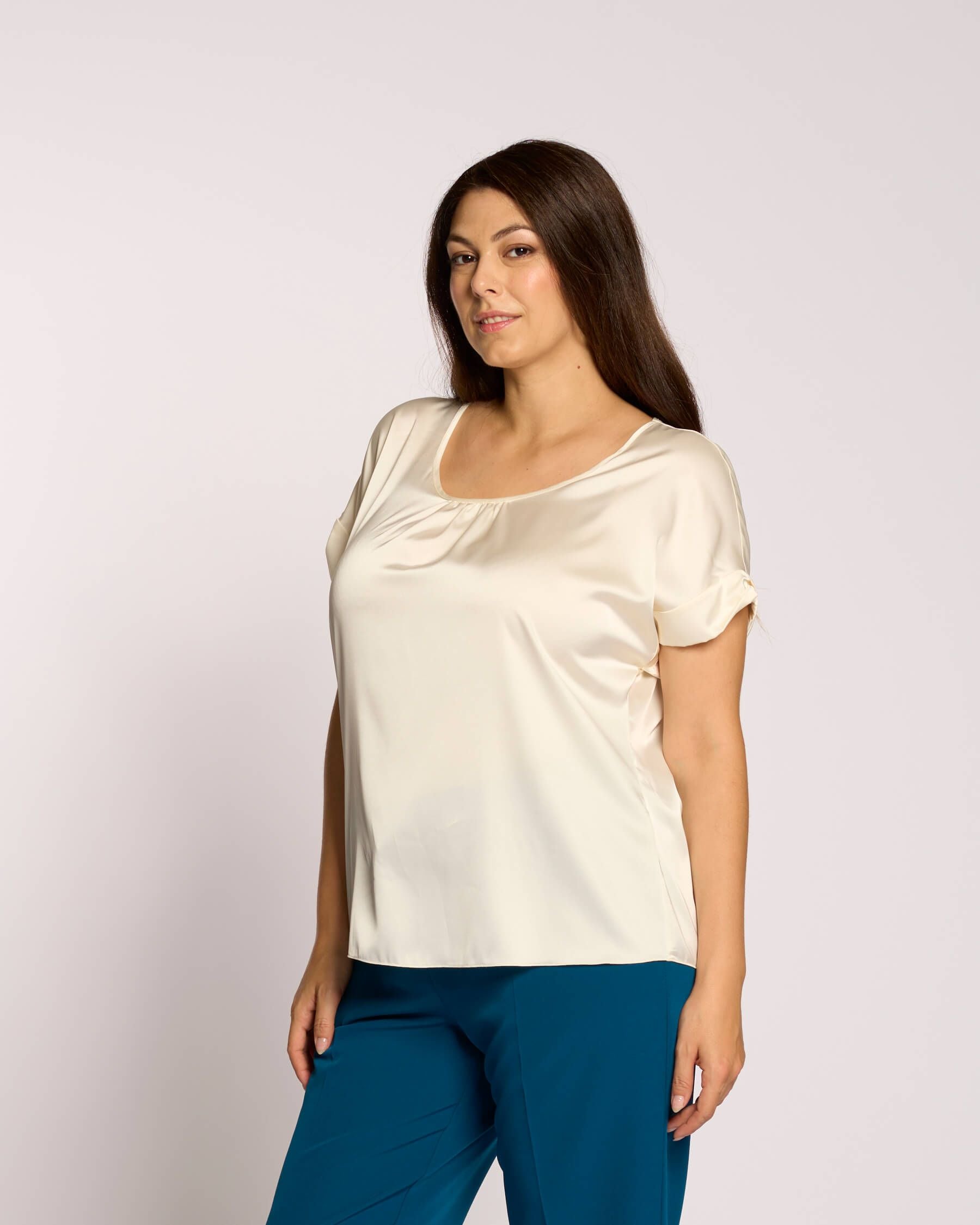 Top a kimono con scollo rotondo curvy