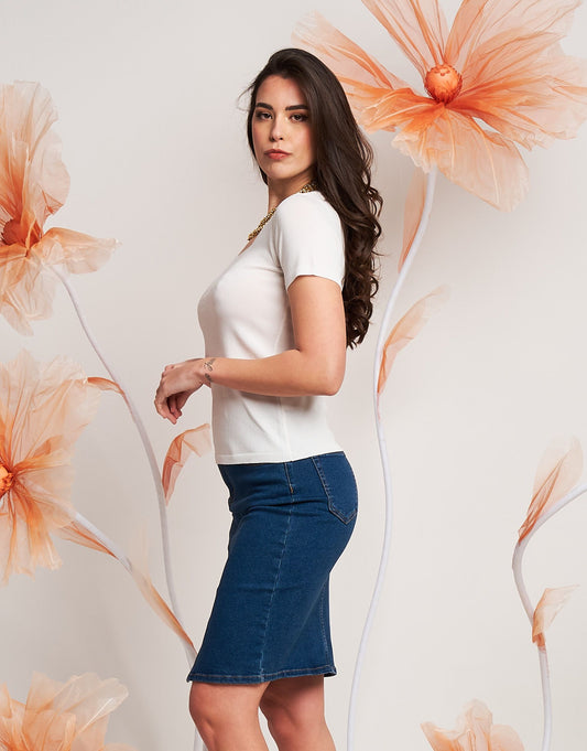 Top a maniche corte con motivo