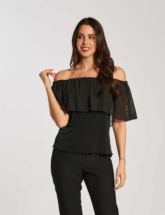 Top con volant a pois