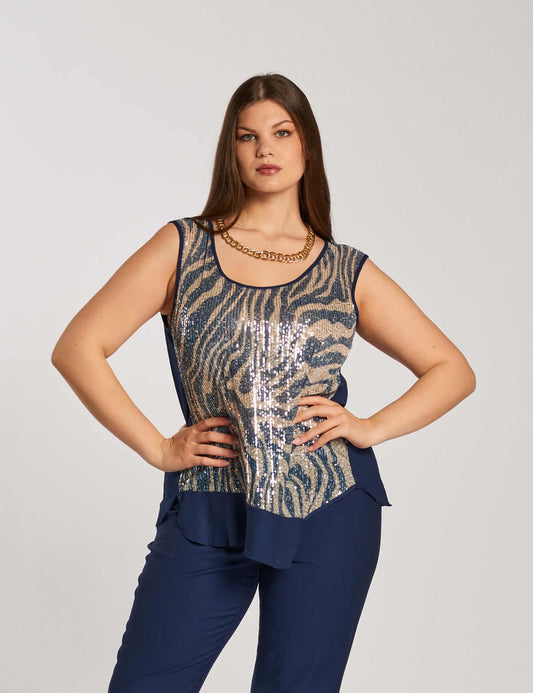 Top con volant e fronte di paillettes curvy