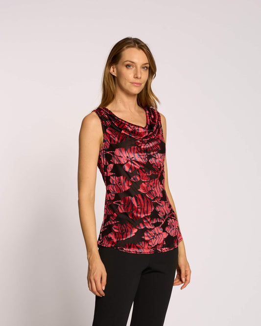 Top in ciniglia con scollo e arriccio