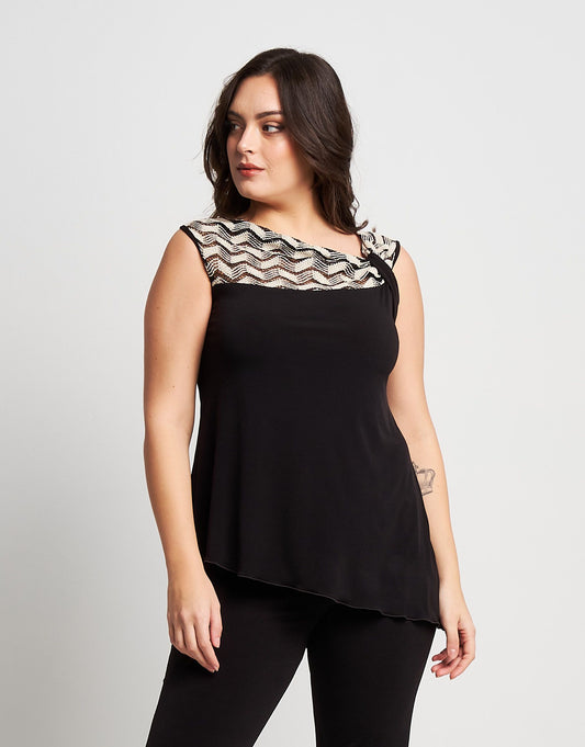 Top in jersey con carré bicolore curvy