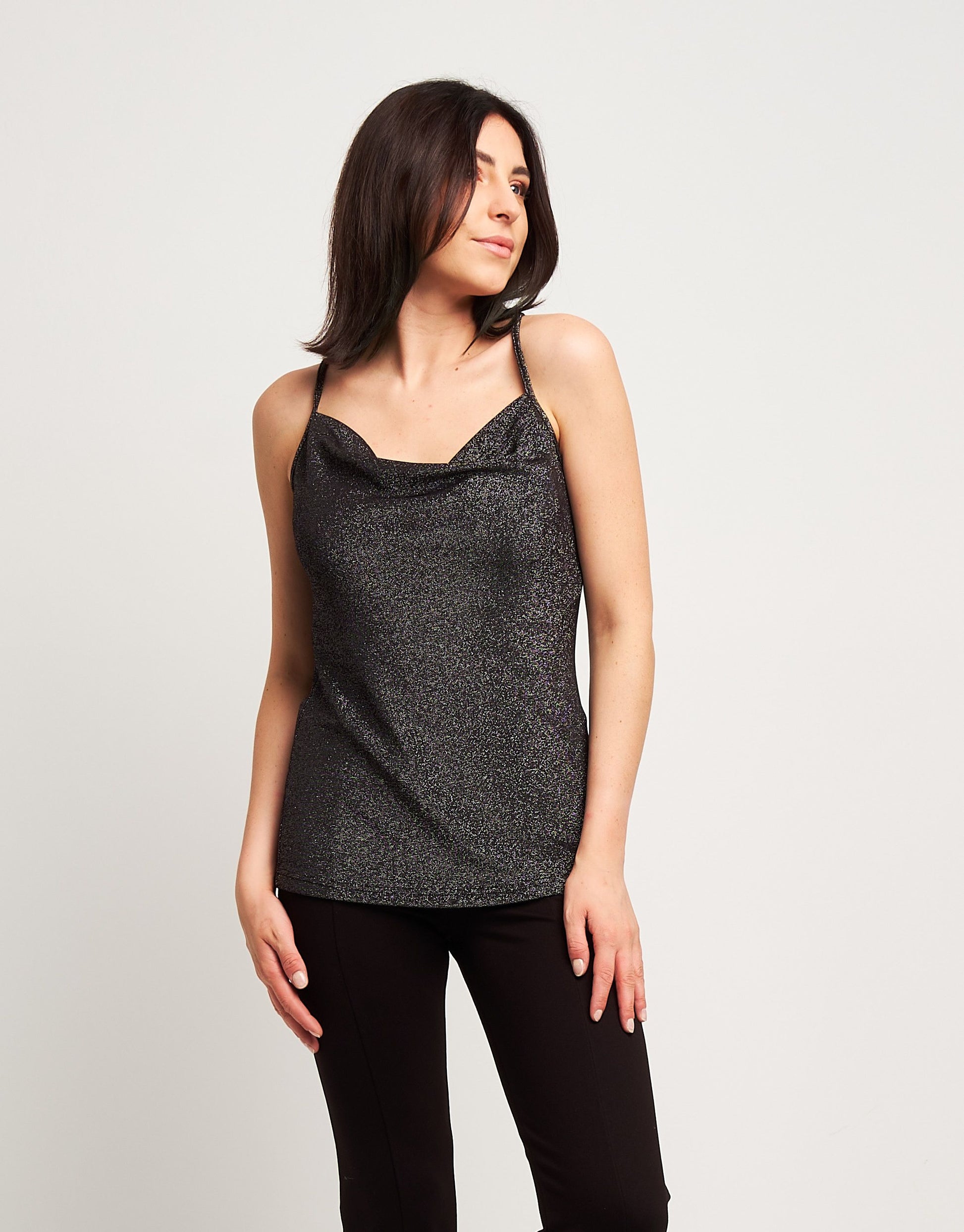 Top in jersey con scollo a cappuccio