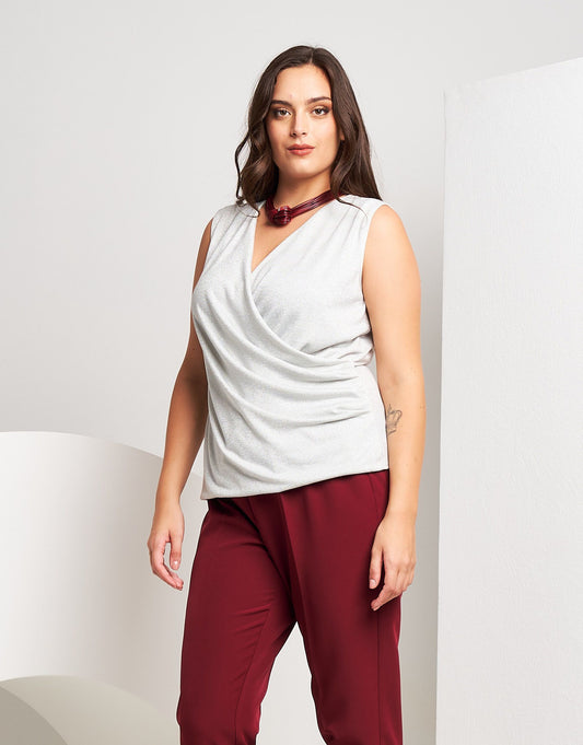 Top incrociato in lurex curvy