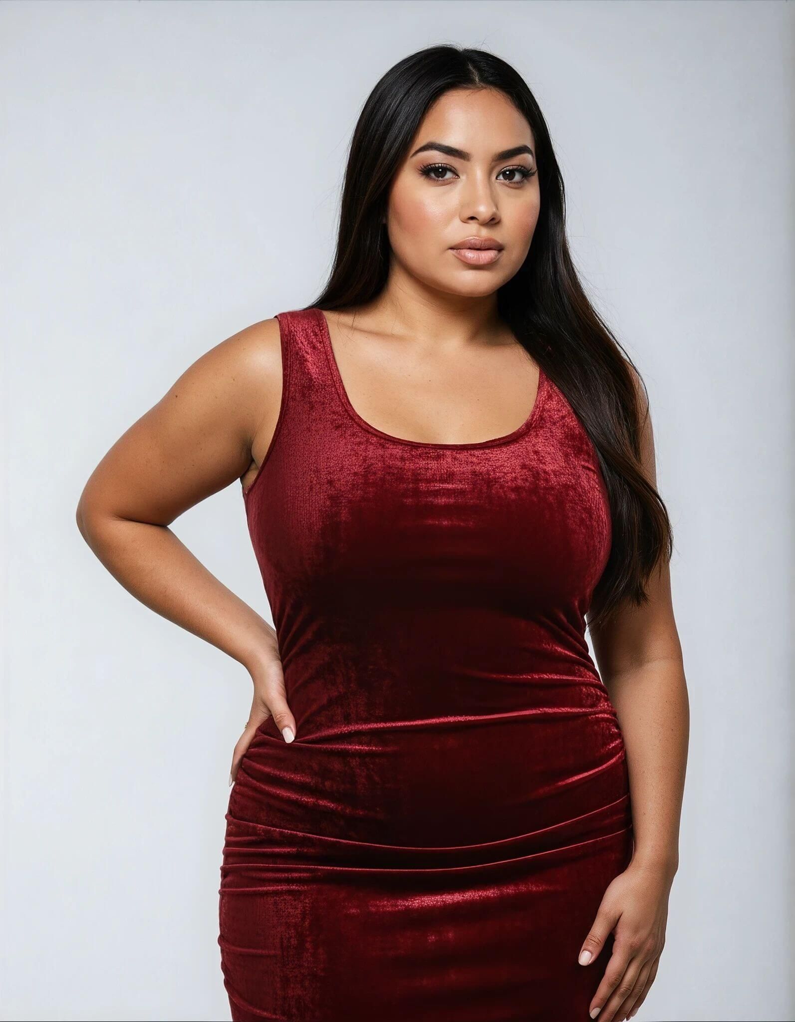 Tubino in velluto con arricci curvy