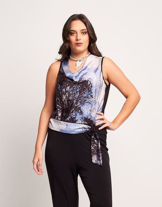 Tuta in raso fantasia alberi curvy