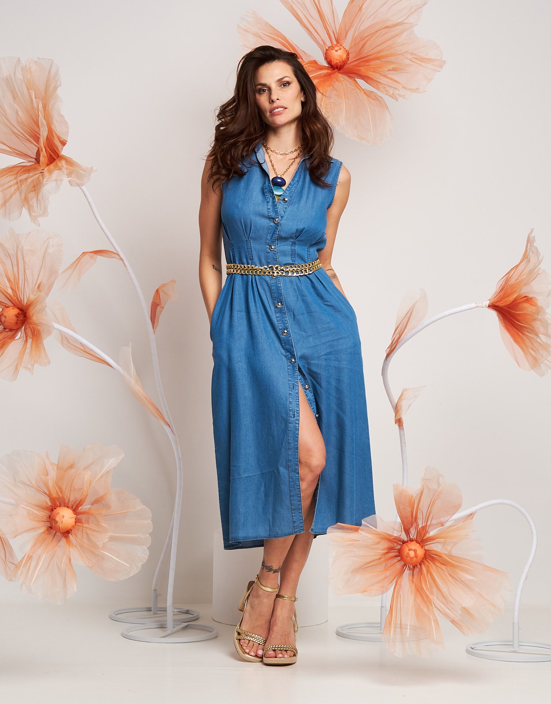 Vestito chemisier con colletto