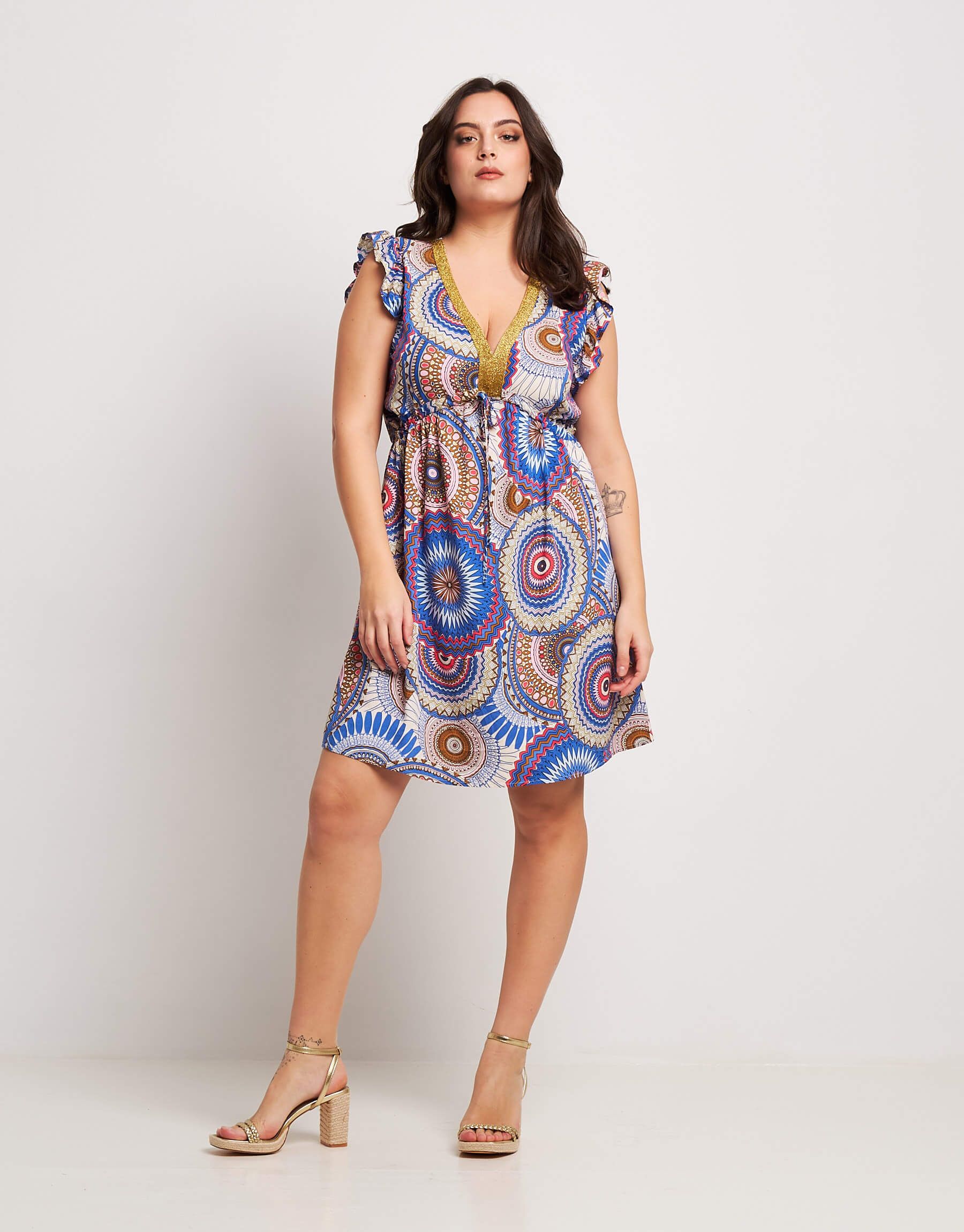 Vestito fantasia con scollo e coulisse curvy